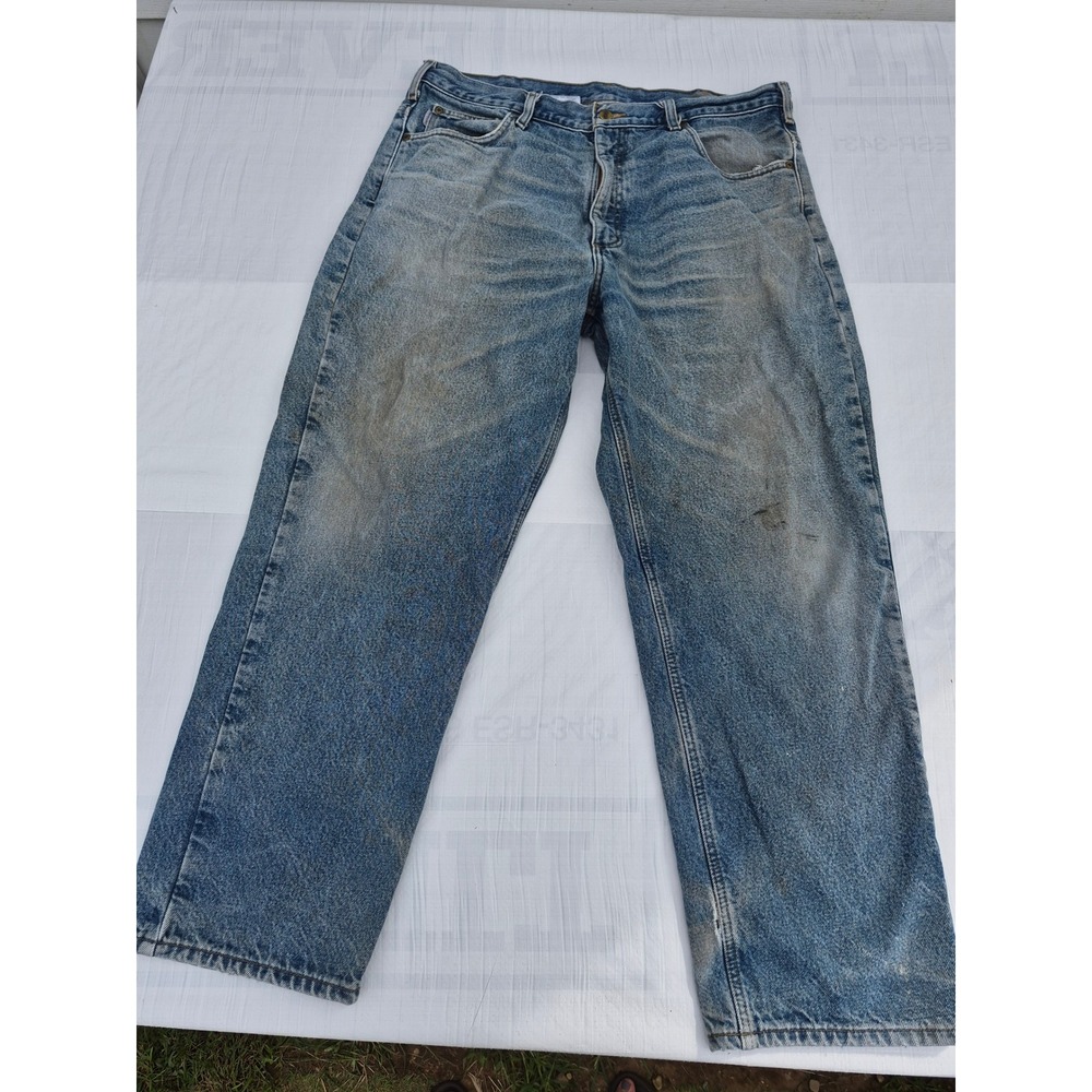 Carhartt B172 DST Flannel Lined Relaxed Fit Jeans Blue Denim 38x30 Mens